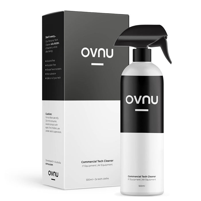 OVNU Commercial Tech Cleaner | 500ml Spray | 2 Reusable Cloths